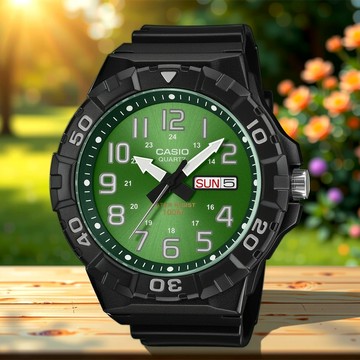 CASIO 卡西歐 潛水風運動手錶 考試手錶 學生錶-綠x黑 MRW-210H-3B