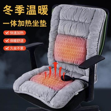 加熱坐墊靠背一體椅墊椅子腰靠墊辦公室久坐插電取暖屁股座墊冬季