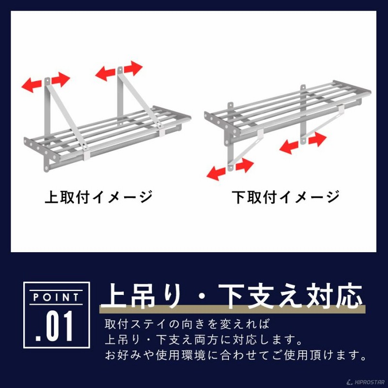 業務用 水切棚 パイプ棚 壁 収納棚 ステンレス 幅1200mm PRO