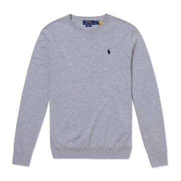 Polo Ralph Lauren RL 熱銷刺繡小馬羊毛針織毛衣-灰色