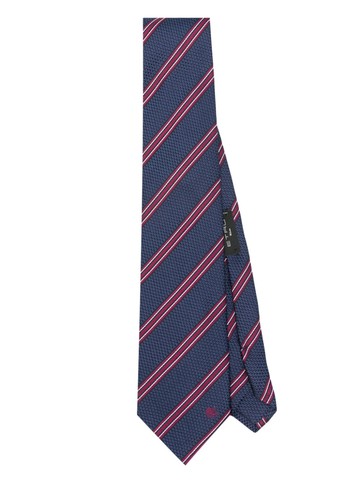 ETRO - stripe-pattern silk tie - men - Silk - One Size - Blue