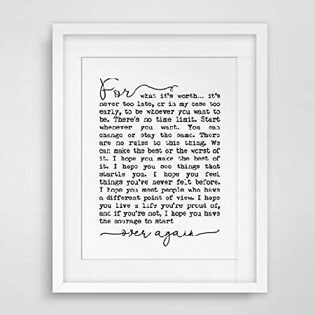 F. Scott Fitzgerald Quotes, For What It's Worth, Inspirational Print, Make The Best of It, Inspirational Gift, Typography Quote Print, 8x10 in並行輸入
