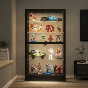 ??快速出貨 可開發票 雙門手辦樂高展示柜帶燈玩具收納柜家用透明玻璃陳列柜模型展示架