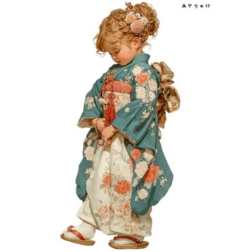 【12月新品4】07-114-0204 人物貼紙 和服復古