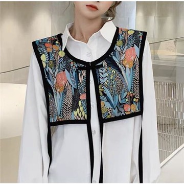 披肩圍巾假領子綁帶搭肩百搭馬甲印花背心外搭復古系帶女春秋潮流