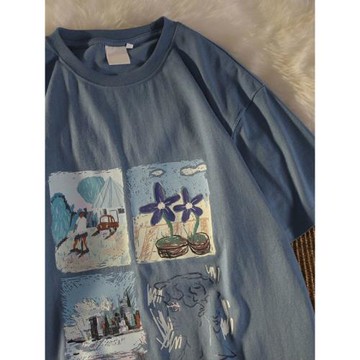 日系原宿風短袖t恤潮流帥氣男女夏季復古寬松百搭休閑情侶裝上衣