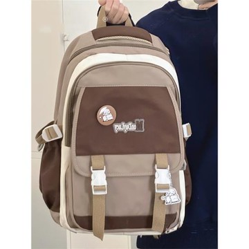 LIKEJON書包女日系工裝風高中學生初中生撞色雙肩包大容量背包男