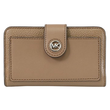MICHAEL KORS MK CHARM 金屬LOGO扣式簡易零錢中夾.深棕