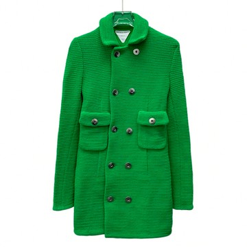 (S) bottega veneta質感棉質長版大衣綠色外套