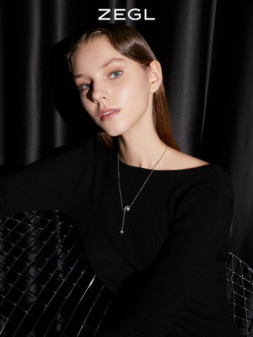 ZEGL圓珠項鏈女小眾設計ins冷淡風2021年新款潮鎖骨鏈毛衣鏈配飾
