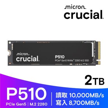 Micron Crucial P510 2TB SSD固態硬碟(Gen5 2280 M.2 )(CT2000P510SSD8)