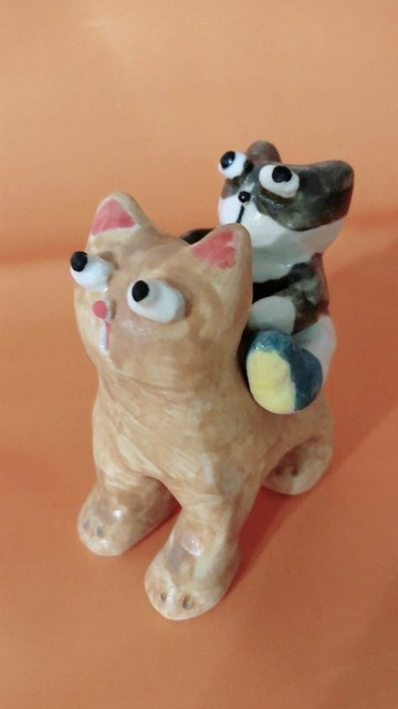 橘貓 賓士貓 好夥伴 瓷偶