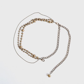 【蛋植物古著】珍珠綴飾金屬古著腰鍊