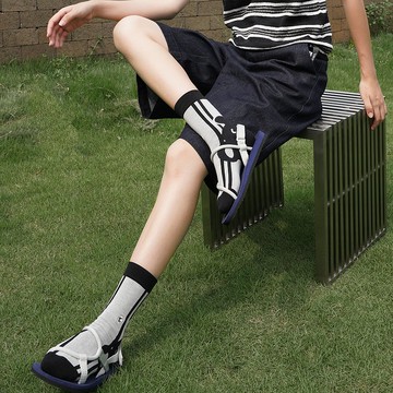 灰色小熊 情侶中筒襪