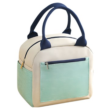 E.City 手提輕巧拼色方糖款保溫便當包 防潑水加密牛津布+珍珠棉鋁膜內層  23 x 20 x 14cm  米色  1個