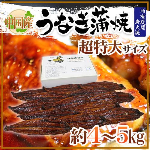 ”うなぎ蒲焼” 約4〜5kg 中国産 ウナギ 鰻 有頭腹開 送料無料