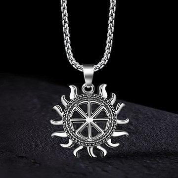 風火輪復古男士項鏈吊墜潮嘻哈個性飾品輕奢小眾鈦鋼潮牌掛墜百搭