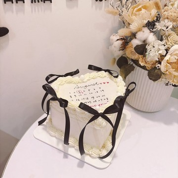 燃燒古典愛心緞帶蛋糕 客製化 月曆蛋糕 生日 紀念日 燃燒蛋糕