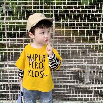 童裝男童衛衣假兩件長袖寶寶T恤打底衫中小男童春夏裝上衣潮新款