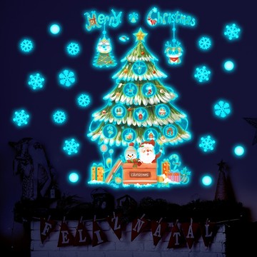 🌟熒光聖誕魔法🎄 夜光聖誕樹牆貼 自發光裝飾 房間氛圍佈置 可重複黏貼 節日派對必備 環保材質 KXX5