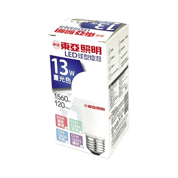 TOA 東亞照明 LED球型燈泡 13W 1560lm 120lm/W  晝光色  4個