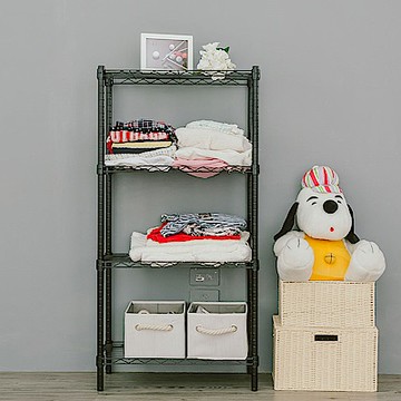 dayneeds 輕型 60x30x120cm四層鐵架(烤漆黑) 波浪架/收納架/置物架