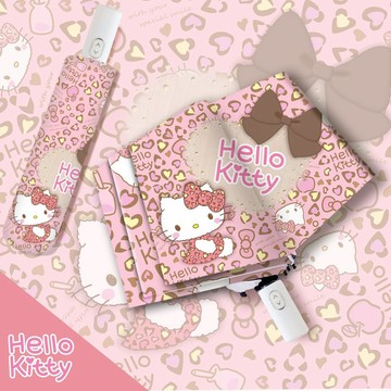 kitty雨傘🎀 豹紋hellokitty貓遮陽傘晴雨兩用防曬防紫外線自動三折傘黑膠女 遮陽傘 輕量雨傘 可愛雨傘