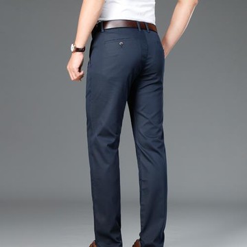 品牌撤柜尾貨天絲棉男裝彈力休閑褲男春夏薄款商務直筒純色長褲子