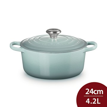 Le Creuset 典藏圓形鑄鐵鍋 24cm 4.2L 海洋之花 鋼頭 法國製 湯鍋 燉鍋 (電磁爐 IH爐可用)