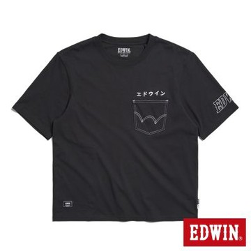 EDWIN 男裝 COOL FLEX 涼感壓線短袖T恤-黑色