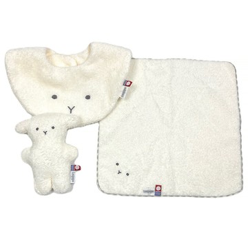 akachan honpo - 今治毛巾 圍兜&手搖鈴&手帕組-綿羊-日本製