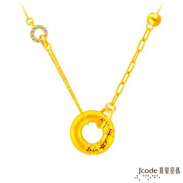 Jcode真愛密碼金飾 卷草紋平安扣硬金項鍊