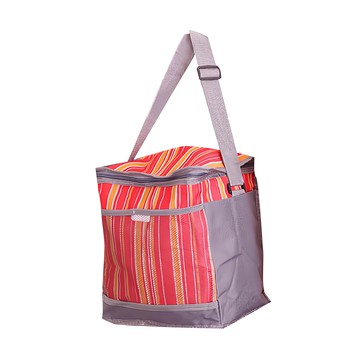 E.City 多功能可折疊牛津布保溫保冷野餐方包  27 x 18 x 30cm  條紋橘  1個