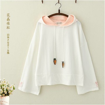 初中女生秋裝可愛兔子連帽長袖衛衣中學生少女閨蜜裝帽衫外套上衣
