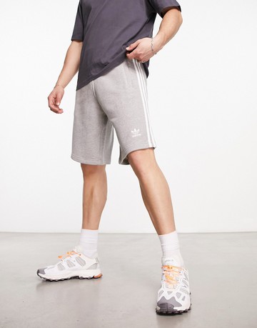 adidas Originals three stripe shorts in grey