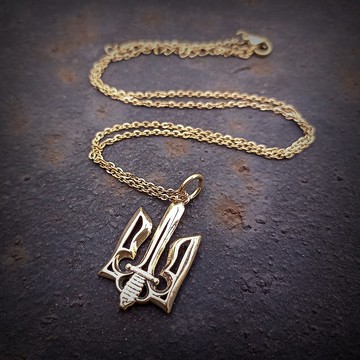 烏克蘭黃銅三叉戟配劍吊墜項鍊，黃銅三叉戟配劍