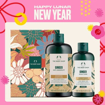 【THE BODY SHOP】福氣薑根洗護組 (薑根洗髮精400ML+護髮乳250ML  贈禮盒)