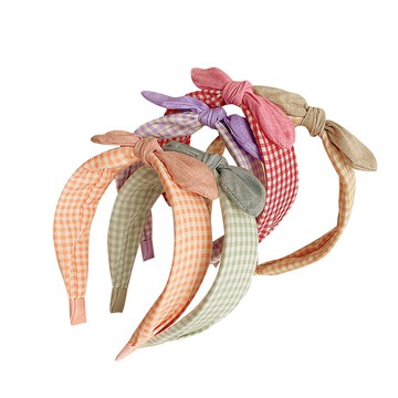 兒童髮箍 學院風小青新格紋兔耳髮箍 女孩髮飾 88803