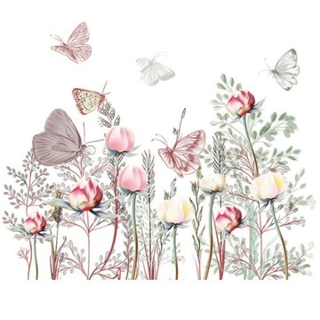 WA WALL ART 無痕設計壁貼 植物/花草/鬱金香/蝴蝶 防水PVC FX-C255 2張  90 x 80cm  彩色