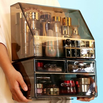 化妝品收納桌面防塵口紅護膚品置物架家用梳妝臺大容量整理盒