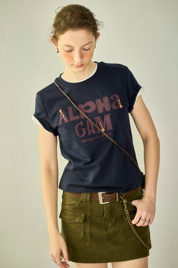 字母印花短袖棉T（附小包）