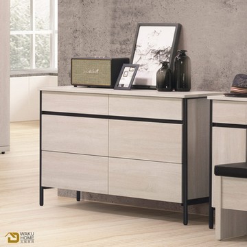 WAKUHOME 瓦酷家具 Will明亮輕工業風六斗櫃 寬120*深42*高76(cm)