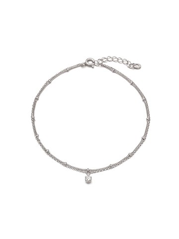 Double Chain Cubic Zirconia Anklet [Silver Beige] (TASSVW06784M-3)
