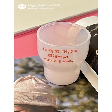 NANZA贊美愛韓國奶白玻璃馬克杯復古牛奶咖啡杯ins冷飲杯可愛水杯