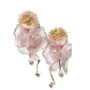 春日系列粉黛垂墜耳環(可改夾)耳針316不銹醫療鋼