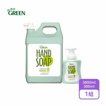 【綠的】植物抗菌潔手慕斯 加侖桶3800ml+300ml(檸檬伯爵)