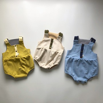 小小傑特曼的午茶時光 | 雙面無袖肩釦包屁連身褲