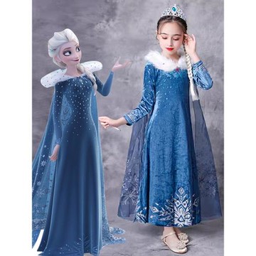 萬圣節服女童冰雪奇緣愛莎公主裙子秋冬迪士尼艾莎兒童生日連衣裙