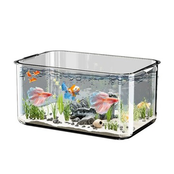 荷生活 高透一體成型堅固耐用養殖魚缸 全景觀賞抗衝擊耐磨損透明魚缸-大號1入