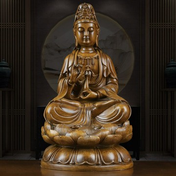 佛像 宗教擺件 家居擺件南海滴水觀音菩薩擺件仿木雕刻觀世音佛像工藝品中式客廳裝飾